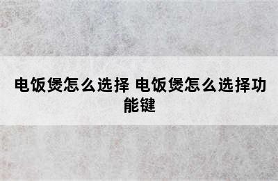 电饭煲怎么选择 电饭煲怎么选择功能键